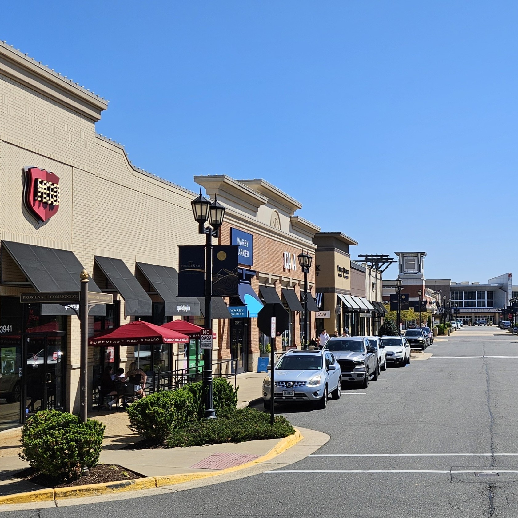 Local shopping district in Prince William County with boutiques and walkable storefronts