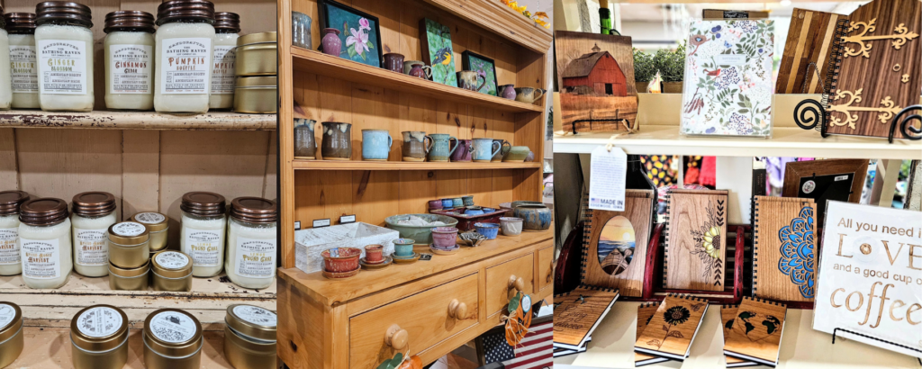 Interior of a boutique shop with gifts home decor and artisan items in Prince William County